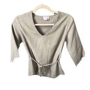 Green Linen Blend Top - Small
